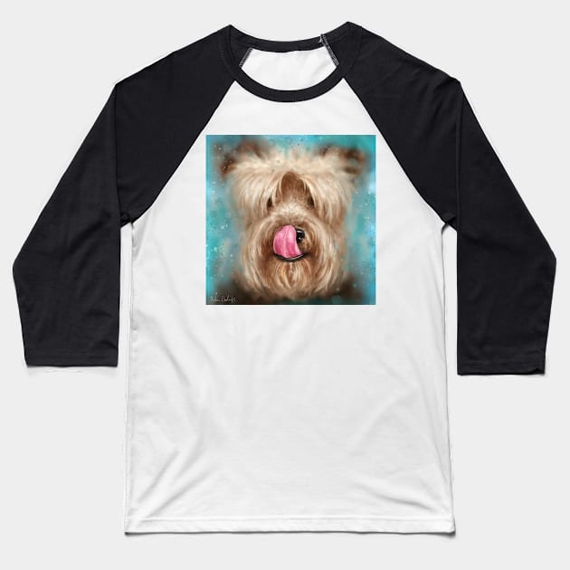 Painting of an Adorable Yorkshire Terrier with its Tongue out Baseball T-Shirt by ibadishi